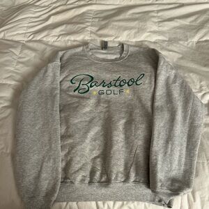 Gildan Gray Crewneck Sweater with Green Logo